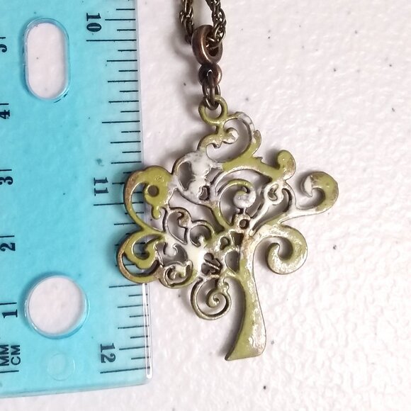 Tree of Life! Patina Painted Bronze Necklace & Earrings Set | Mossy Oak Colors - Picture 9 of 11